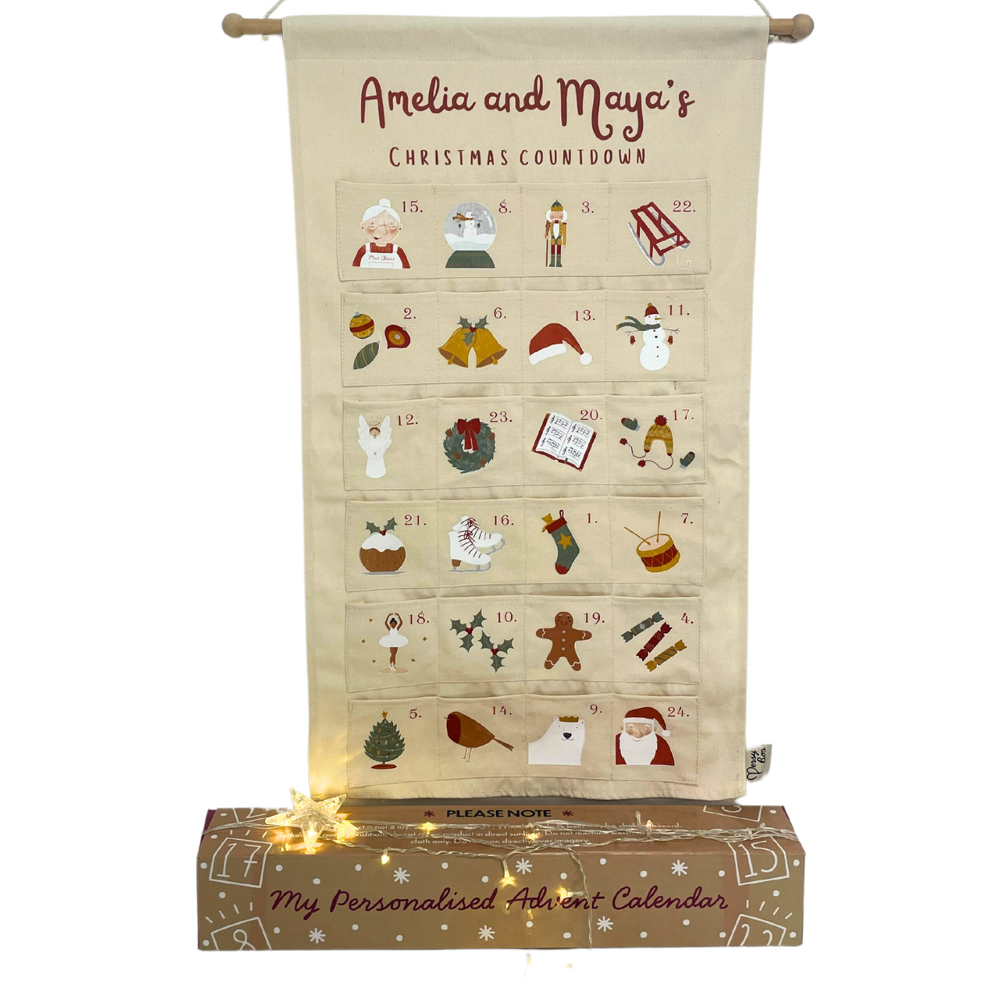 Personalised Fabric Christmas Advent Calendar - Countdown