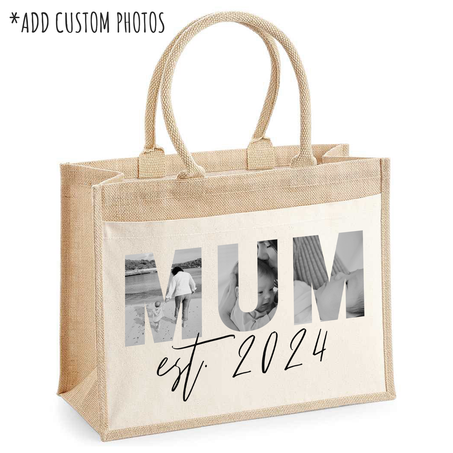 Personalised Hessian Shopper Bag - Photograph Mum Design