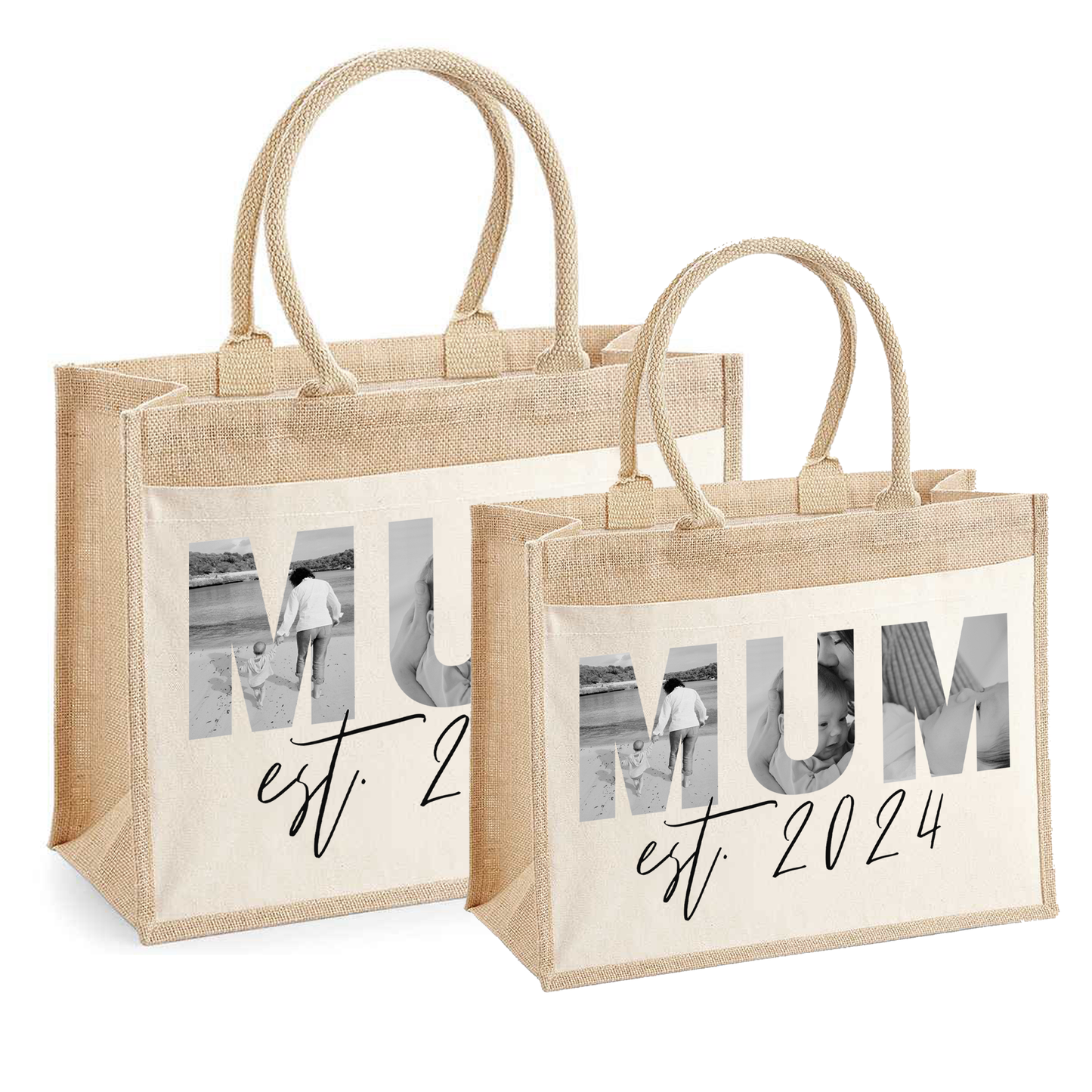 Personalised Hessian Shopper Bag - Photograph Mum Design