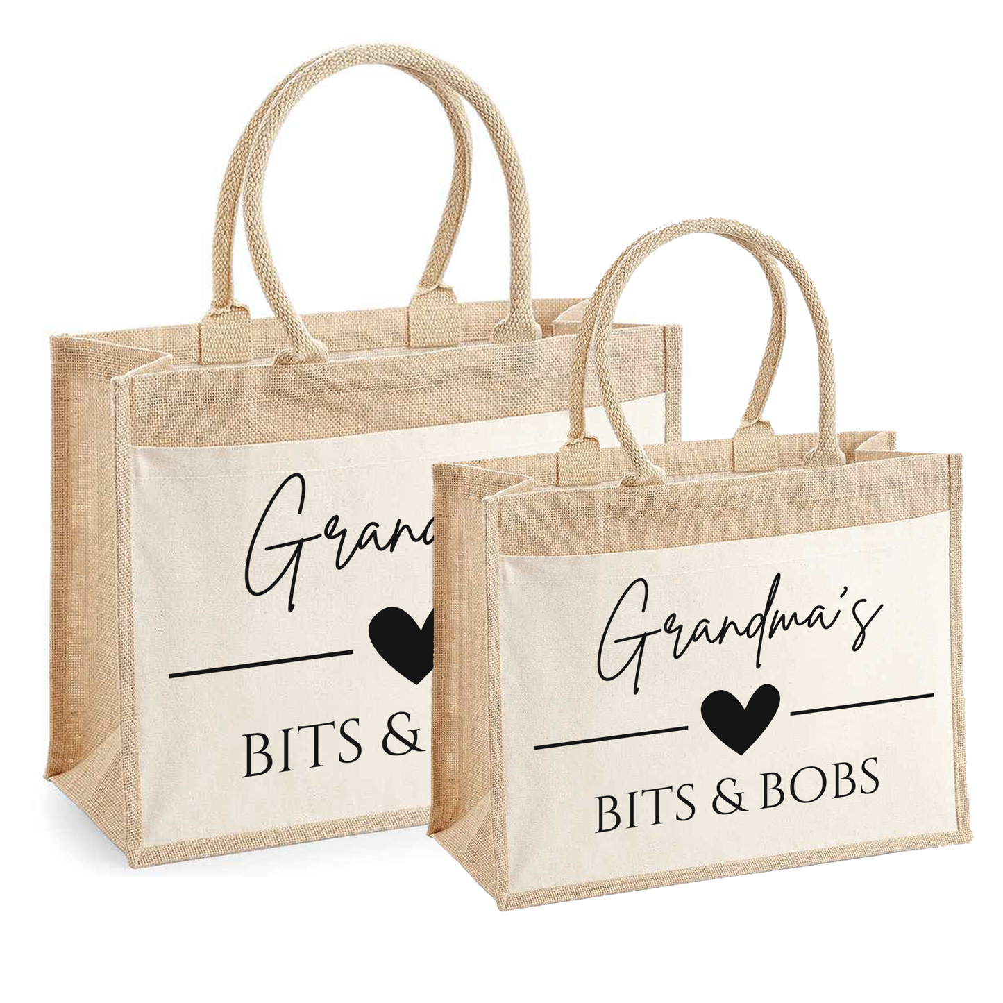 Hessian Shopper Bag - Grandma's Bits & Bobs Design