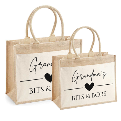 Hessian Shopper Bag - Grandma's Bits & Bobs Design