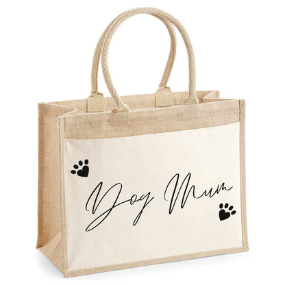 Hessian Shopper Bag - Dog / Cat Mum Design