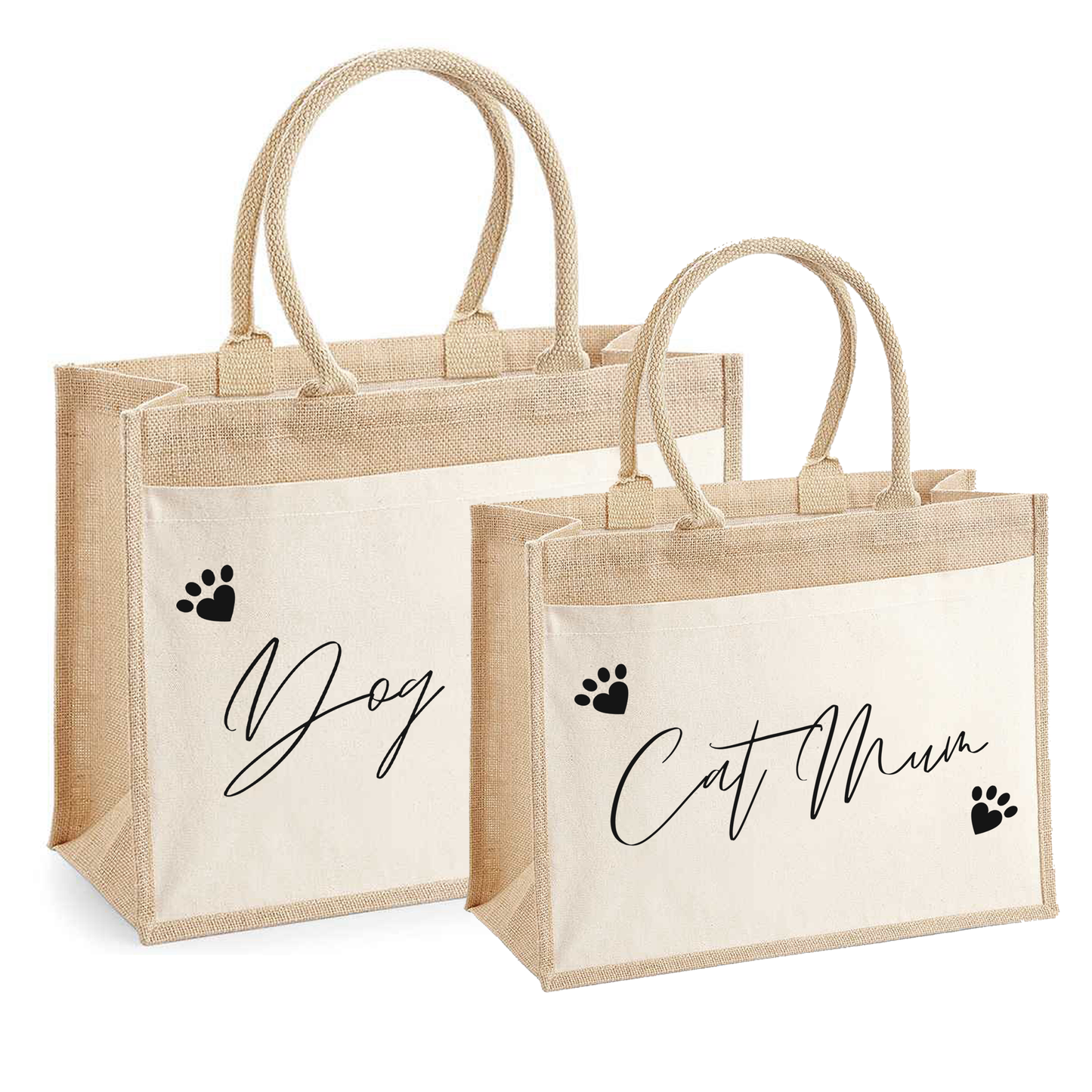 Hessian Shopper Bag - Dog / Cat Mum Design