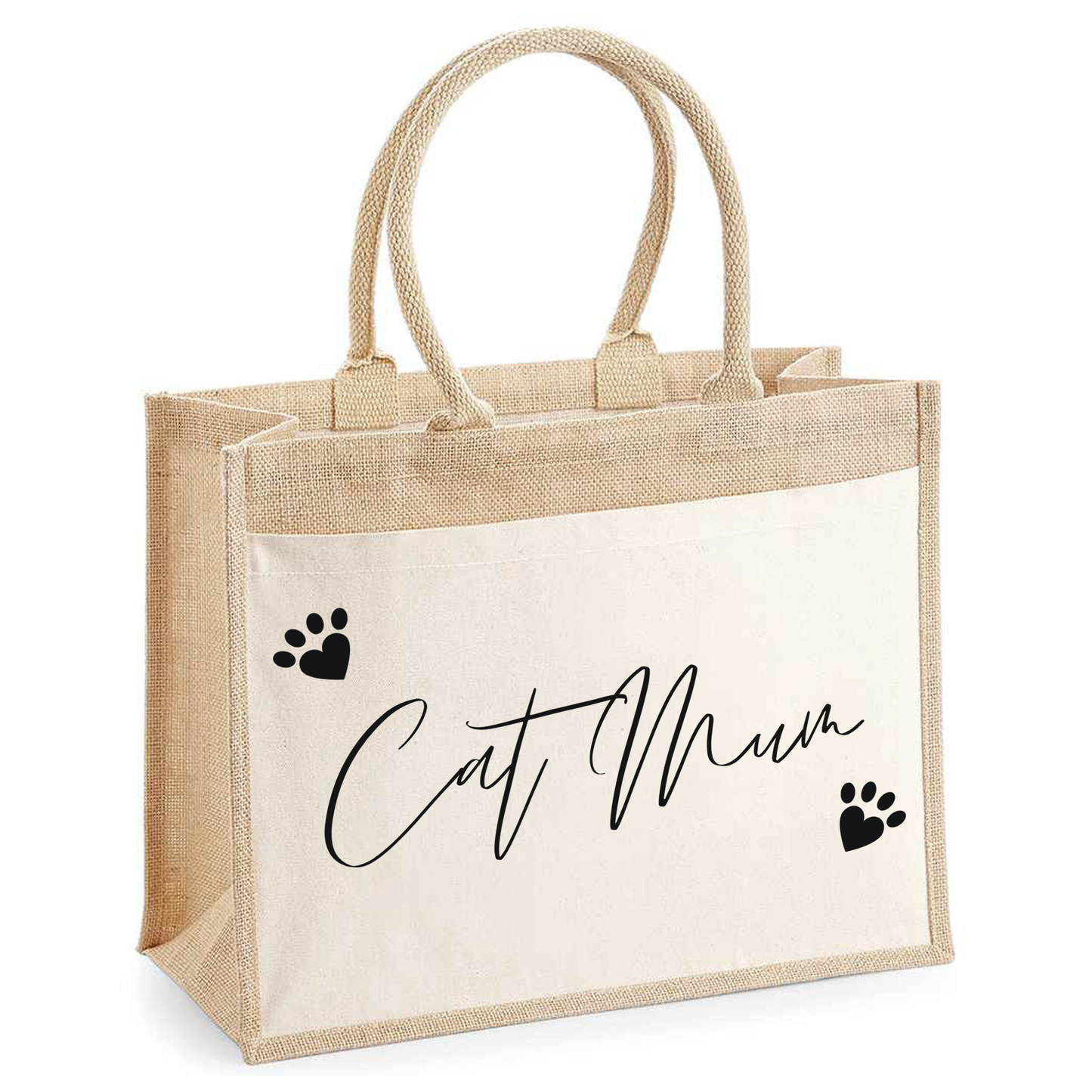 Hessian Shopper Bag - Dog / Cat Mum Design