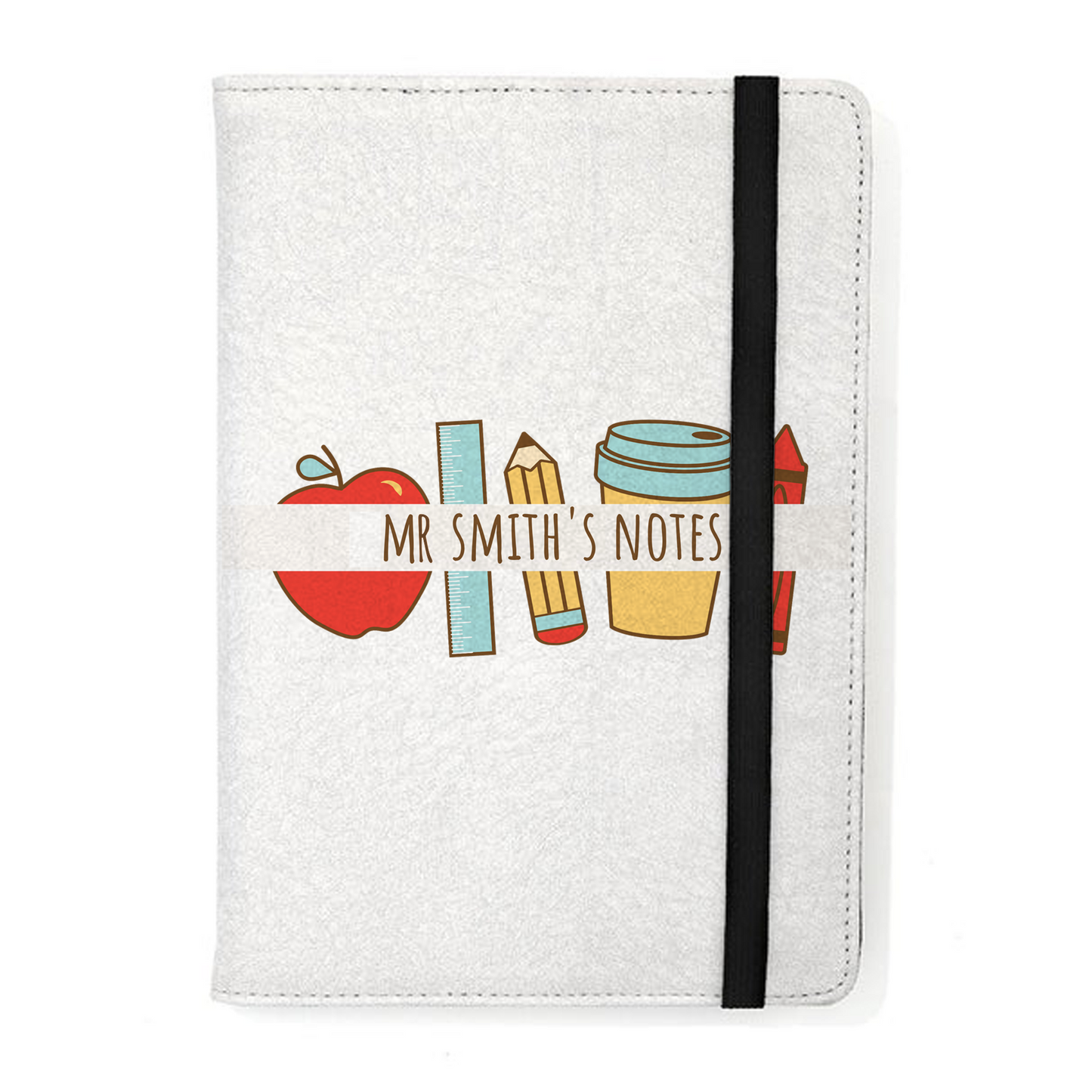 Apple, pencil, Coffee Notebook - Personalised