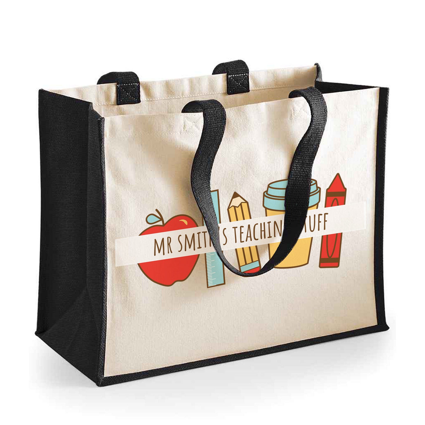 Coffee/Apple/Pencil Large Teacher Shopping Bag