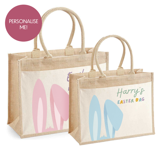 Personalised Hessian Easter Bag - Kids Easter Egg Hunt Bags - Bunny Ears Design