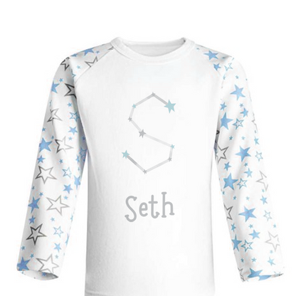 Blue Star Constellation Alphabet Personalised Pjs