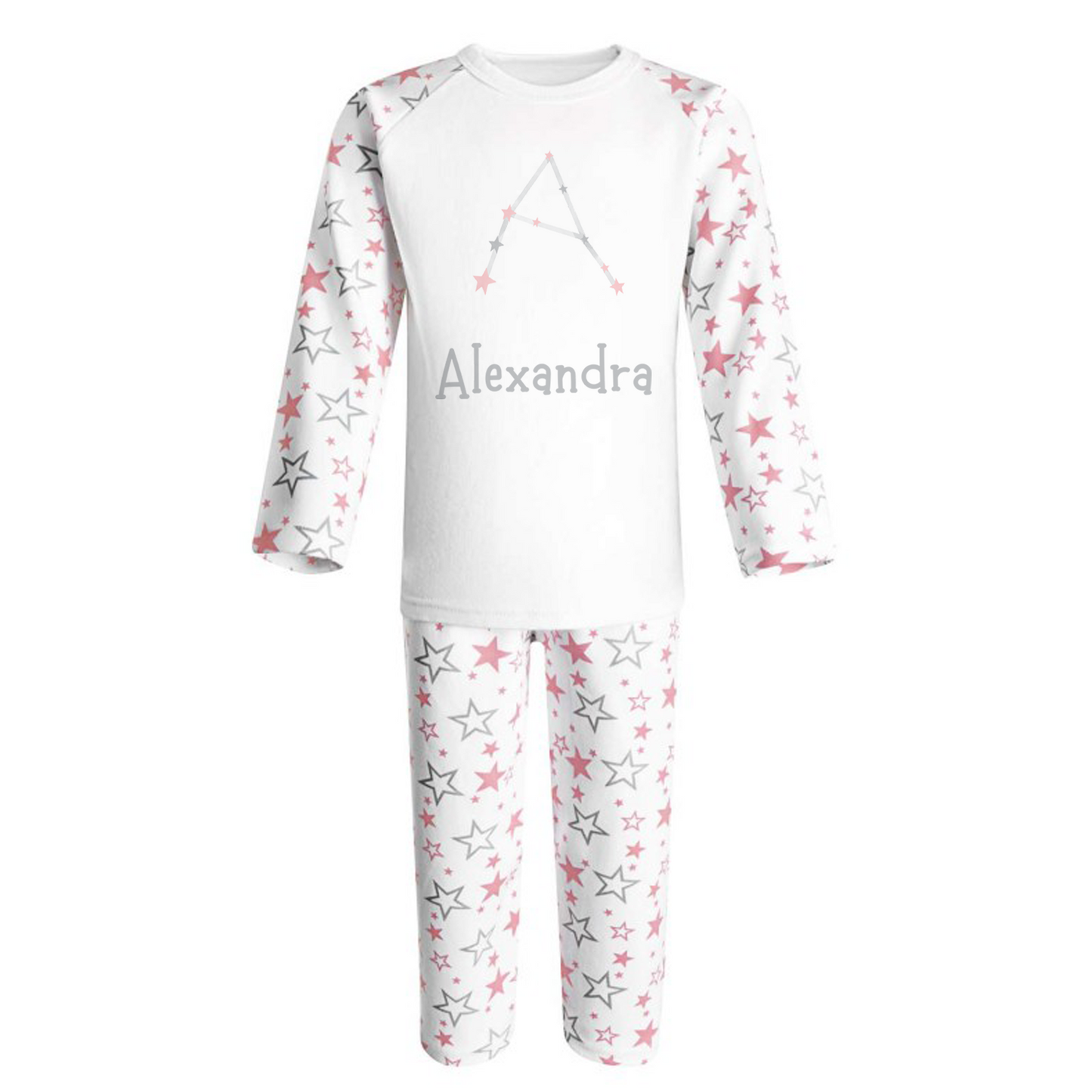 Pink Star Constellation Alphabet Personalised Pjs