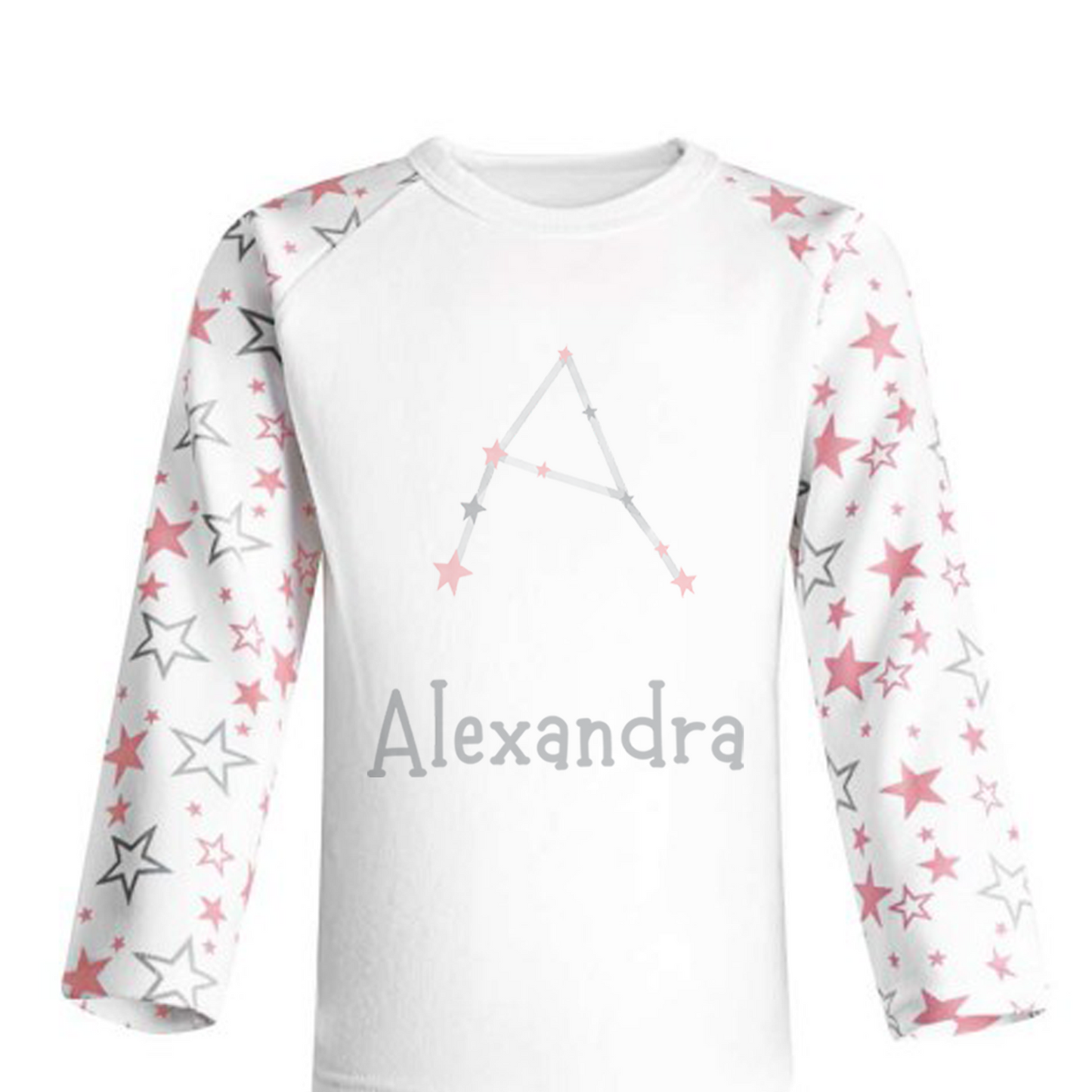 Pink Star Constellation Alphabet Personalised Pjs