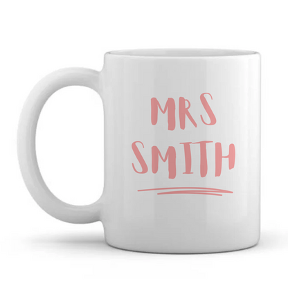 Pencil Name in Pink, Teacher/Teaching Assistant Mug - Personalised