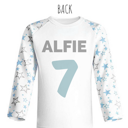 Star Print Football Number Personalised Pjs