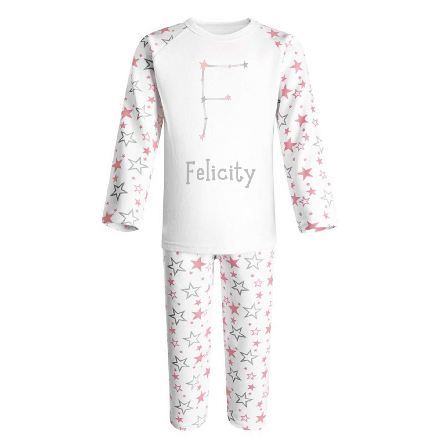 Pink Star Constellation Alphabet Personalised Pjs