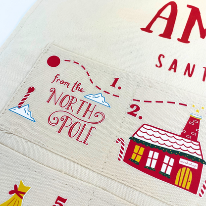 Personalised Fabric Christmas Advent Calendar - Santa Tracker