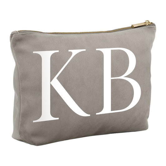 Personalised Velvet Luxury Makeup Bag - with Initials - Mothers' Day Gifts