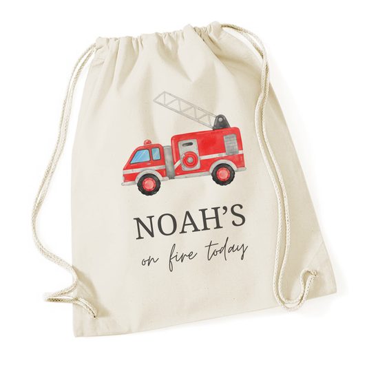 PE Bag - Fire Engine - Natural - Personalised