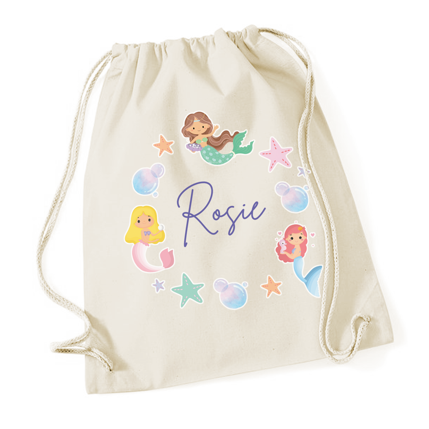 PE Bag - Natural - Mermaid - Personalised