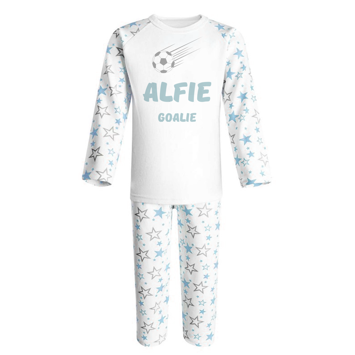 Star Print Swoosh Football Personalised Pjs