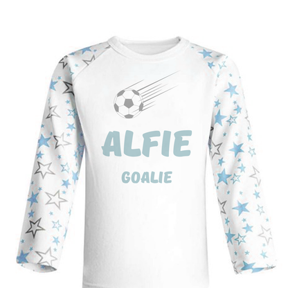 Star Print Swoosh Football Personalised Pjs