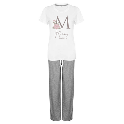 Personalised Cotton Pyjama Set with Travel Bag - Short Sleeve - Long Trousers - Floral To Be Design