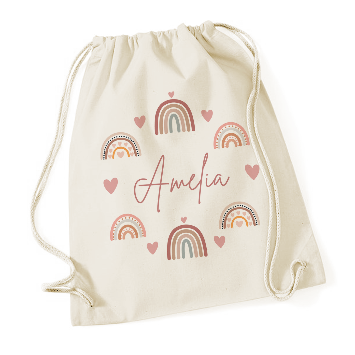 PE Bag - Natural - Rainbows - Personalised