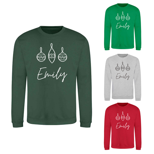 Baubles Design - Personalised - Christmas Sweatshirt / Jumper