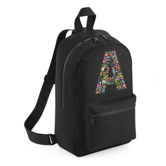 Embroidered flower initial Backpack - Personalised