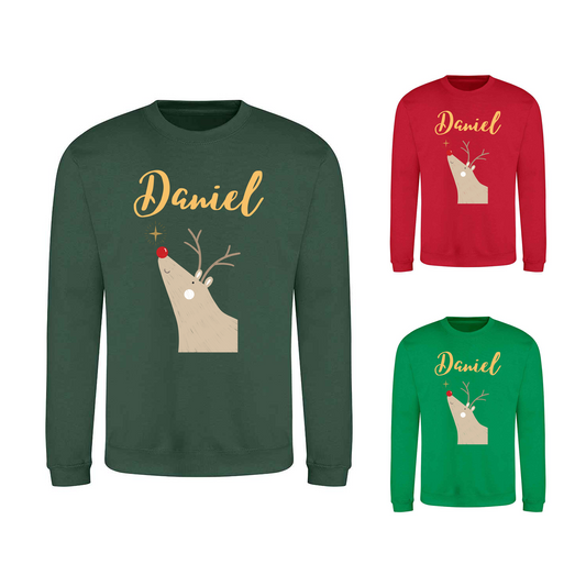 Reindeer Design - Personalised - Christmas Sweatshirt / Jumper