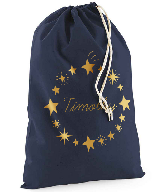 Custom Star Wreath Bag-Christmas Sack Personalised-Drawstring Moon -Holiday Sack-Christmas Gift Bag With Name-Large Sack-Holiday Kid Gifts