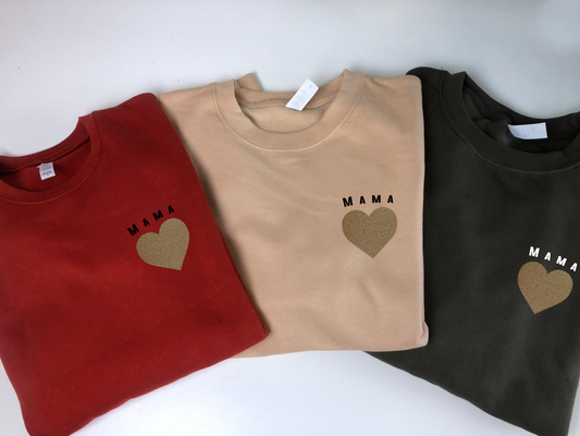 MAMA GOLD HEART JUMPER (AUTUMN COLOURS)