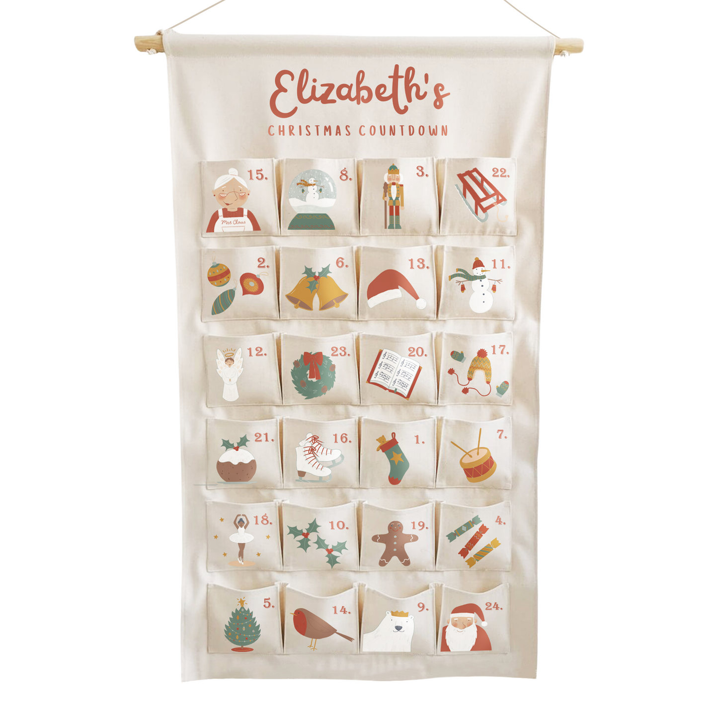 Personalised Fabric Christmas Advent Calendar - Countdown