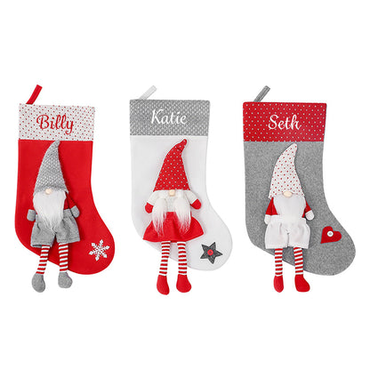 Personalised Christmas Stocking Gnome Design