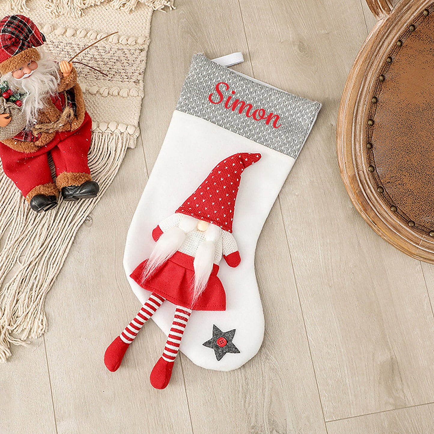 Personalised Christmas Stocking Gnome Design