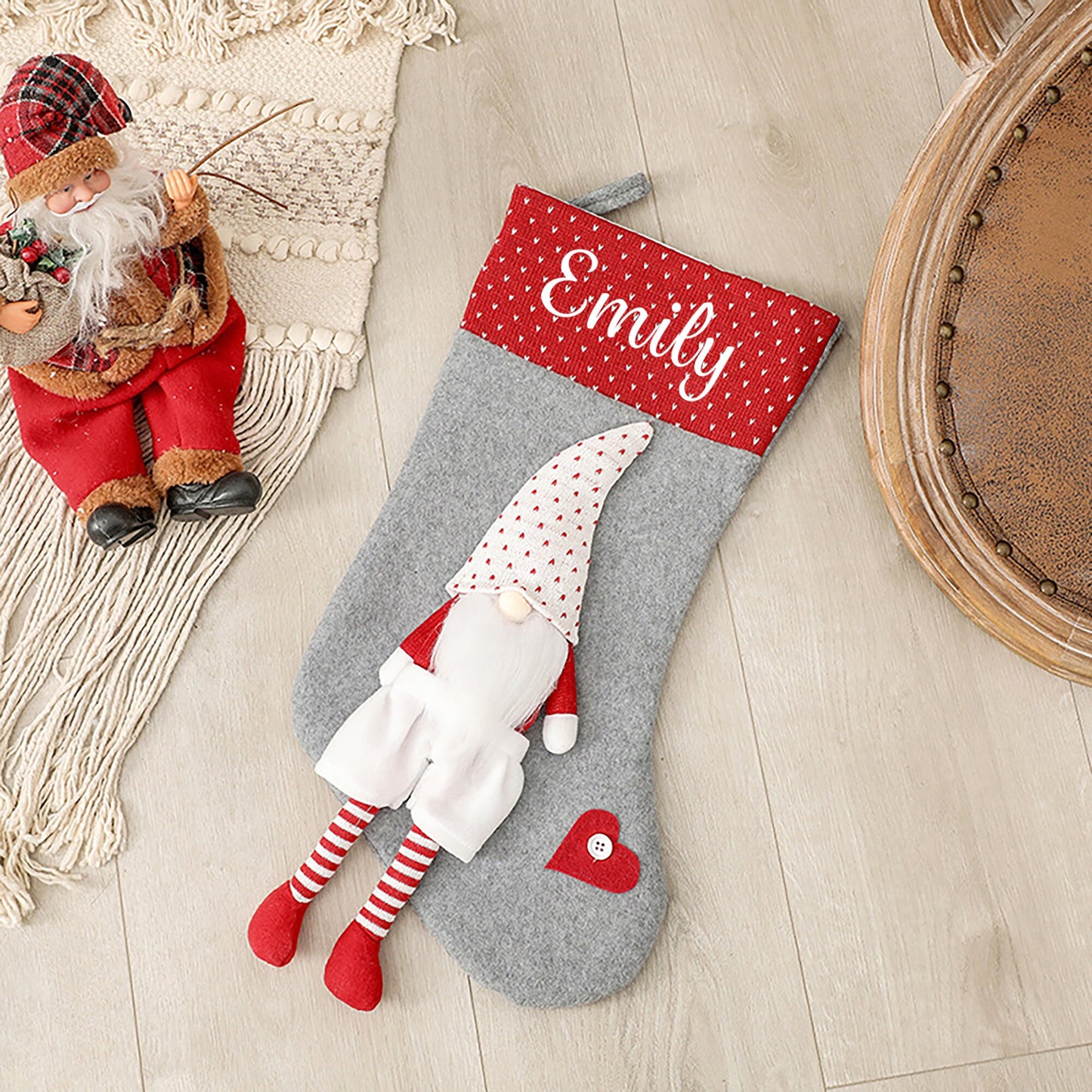 Personalised Christmas Stocking Gnome Design