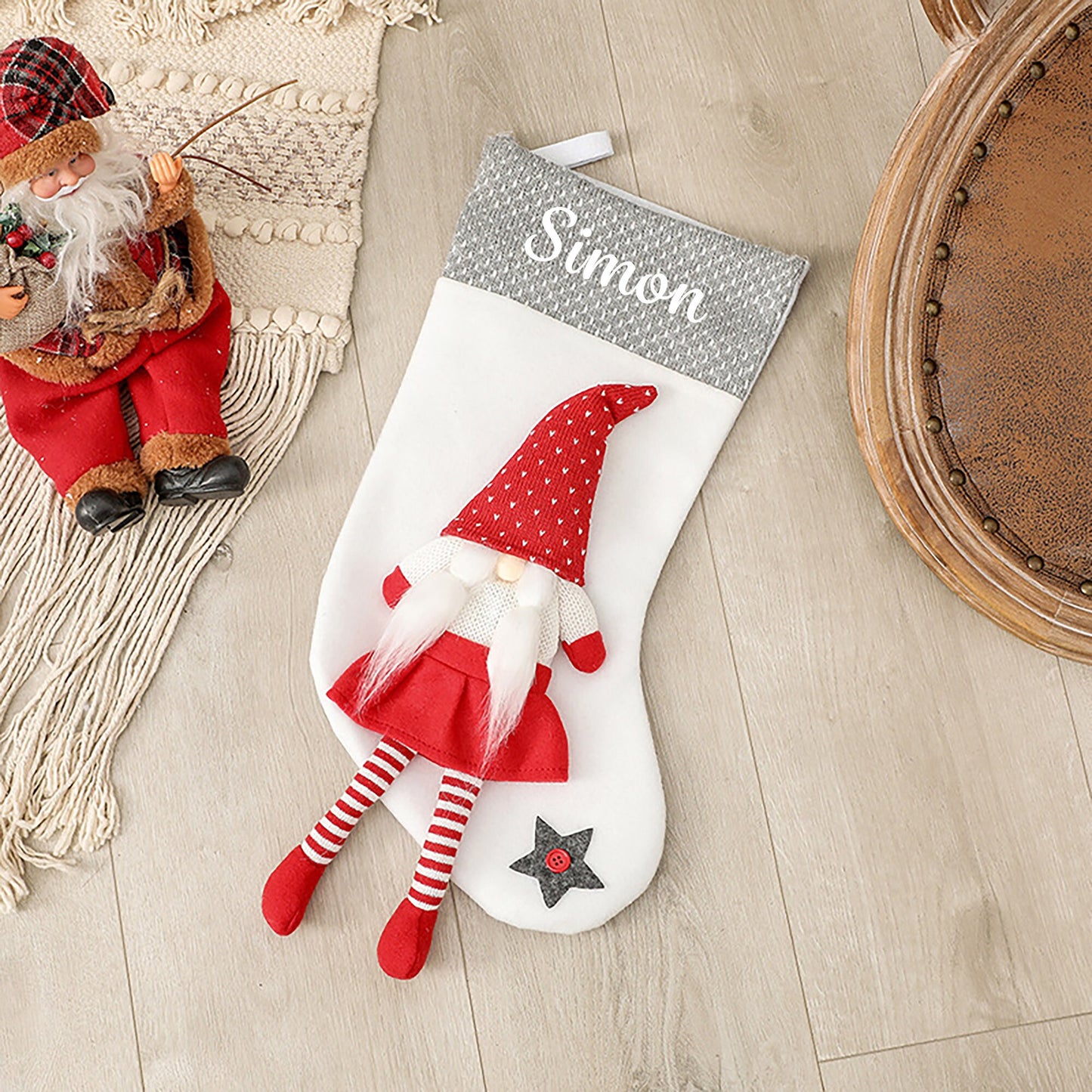 Personalised Christmas Stocking Gnome Design