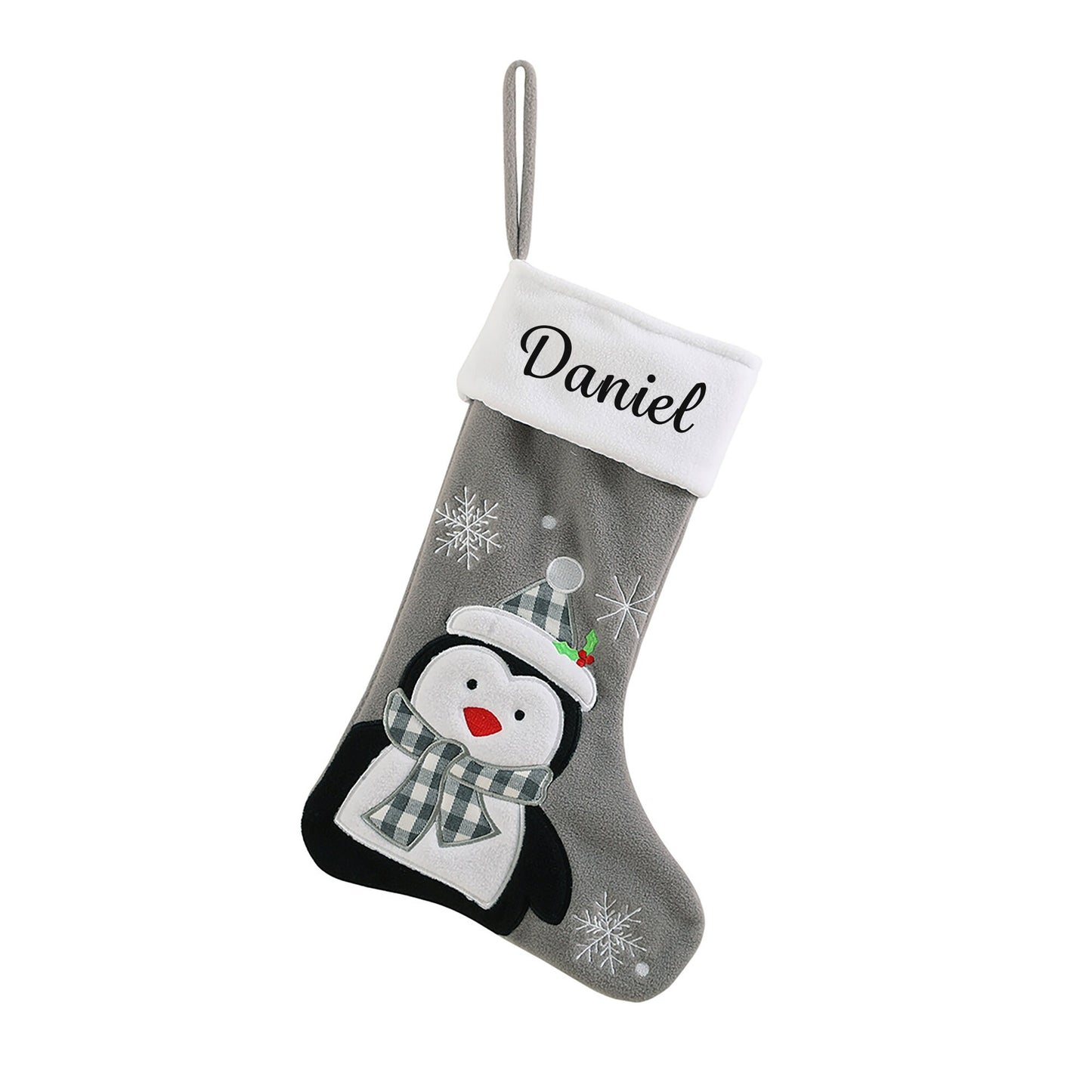 Personalised Stocking in Grey- Fun Designs