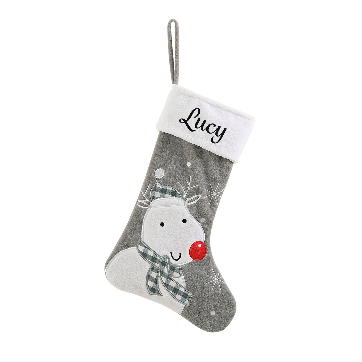 Personalised Stocking in Grey- Fun Designs