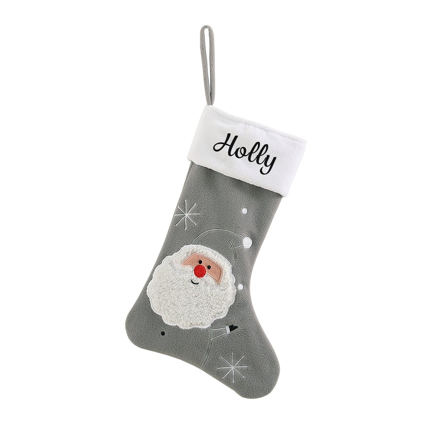 Personalised Stocking in Grey- Fun Designs