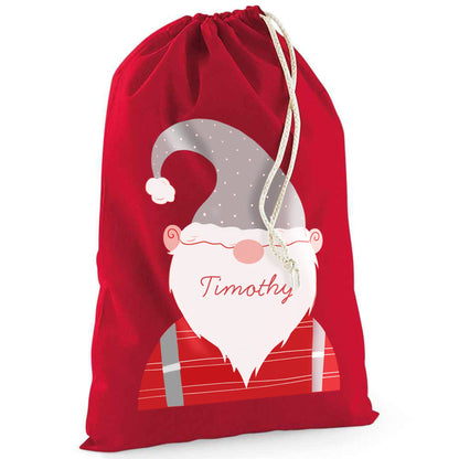 Personalised Christmas Gnome Santa Sack