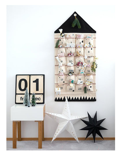 Personalised Fabric Christmas Advent Calendar Wall Hanging Reusable Xmas Christmas Countdown with 24 Pocket