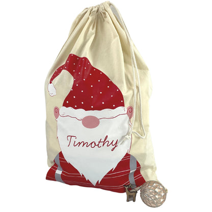 Personalised Christmas Gnome Santa Sack