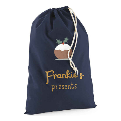 Custom Pudding Bag-Christmas Sack Personalised-Drawstring bag -Holiday Sack-Christmas Gift Bag With Name-Large Sack-Holiday Kid Gifts