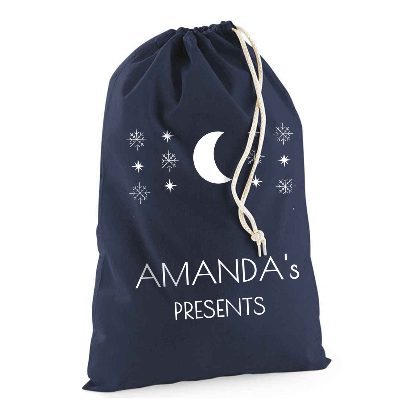 Custom Moon Bag-Christmas Sack Personalised-Drawstring Moon -Holiday Sack-Christmas Gift Bag With Name-Large Sack-Holiday Kid Gifts