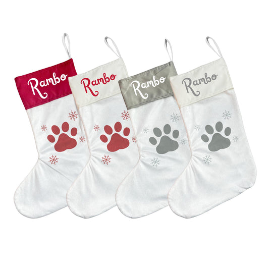 Personalised Pet Christmas Stocking with Paw Print