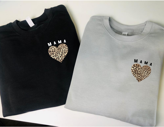 MAMA LEOPARD HEART JUMPER (MONOCHROME)