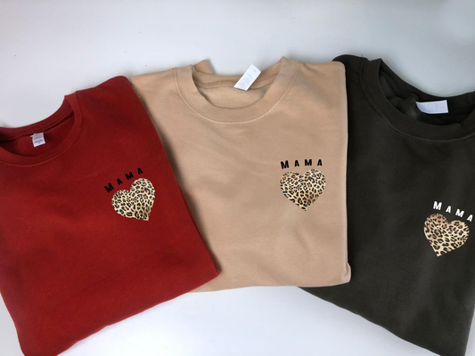 Mama Leopard Heart Jumper (Autumn Colours)