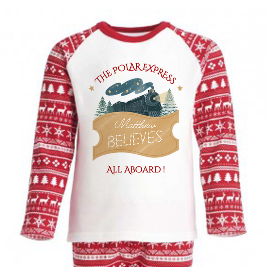 Polar Express with the Family - Personalised - Traditional Christmas Pyjamas