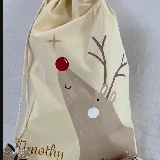 Personalised Santa Sacks | Rudolf Sack | Gift Bags | Christmas Eve Box Idea | Custom xmas gift | Personalised bags