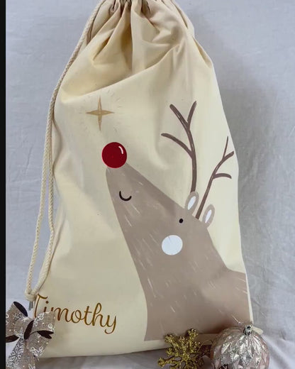 Personalised Santa Sacks | Rudolf Sack | Gift Bags | Christmas Eve Box Idea | Custom xmas gift | Personalised bags